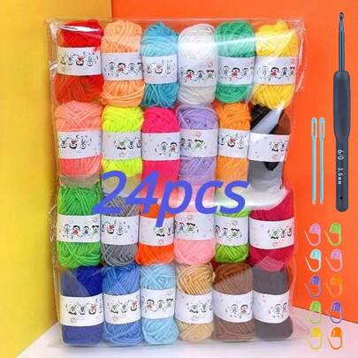 Lawkeman 14/24/36 pièces Mini Pelote de Laine, 14/24/36 Couleurs, Fil Mélangé Confortable Pour Artisanat DIY, Couture de Vêtements, Tricot Fait Main d'Écharpe et de Chapeau (Couleur Aléatoire, Emballage Aléatoire)