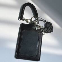 1 Set Black Simple Bus Card Holder, Card & Photo Storage Pendant - Black - View 7