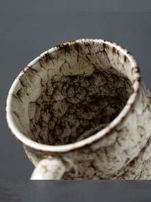 1pc 500ml Creative Crackle Glaze Large Capacity Hanging Ear Coffee Mug, High Temperature Ceramic Mug, Beer Mug, Breakfast Milk Cup, Large Capacity Crackle Glaze Water Cup, Ceramic Mug, Creative Coffee Cup, Ceramic Cup, Crackle Glaze Cup - Multicolor - View 2