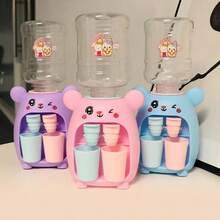 1个可爱卡通兔子迷你饮水机，儿童礼物，冷/温水果汁牛奶饮水机，仿真厨房玩具套装 - 彩色 - 查看 3