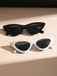 2 pares de gafas con montura pequeña y forma triangular de estilo cat-eye - Blanco y Negro - Ver 7