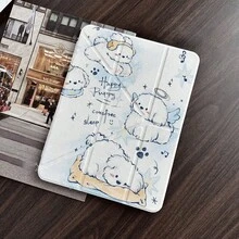 1 Cute Fluffy White Puppy Tablet Case Folio Table Case With Pen Holder Compatible With IPad 10.9/10.2/ Air 5th Gen/Pro11/10th/9.7/Air 2/ (7th Gen)/ (8th Gen)/ Air 4/5/ Pro 11/ 10th Generation 10.9-Inch 2022 Smart Case/ Air 13(M3 2025)/ Air 11(M3 2025)/ Air 11(M3 2025)/ 11(A16 2025)/Compatible With Galaxy Tab S10+/S9/A9,Compatible With Xiaomi5/5PR/6/6PRO/7/7PRO - Multicolor - View 6