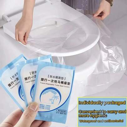 100 chiếc nắp bồn cầu di động dùng một lần trong suốt, nắp bồn cầu du lịch, nắp bồn cầu chống thấm nước, nắp bồn cầu xách tay, vật dụng thiết yếu gia đình, phụ kiện du lịch cần thiết khi đi công tác, cắm trại, bệnh viện, khách sạn, đảm bảo vệ sinh cá nhân khi sử dụng nhà vệ sinh công cộng.