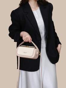 女士时尚单肩包，休闲百搭小方包，适合外出、旅行、购物 - 卡其色 - 查看 4