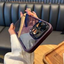 DECOPHONE Premium Metal Lens Rim Purple Frame Transparent Phone Case, Minimalist Shockproof Acrylic Protective Cover, Unisex, Suitable For IPhone 16/15/14/13/12 Pro Max Series - Purple - View 10