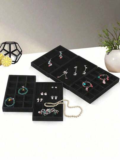 9/1 Set Velvet Jewelry Tray, Stackable/Detachable Drawer Jewelry Storage Box, Jewelry Display Tray, Jewelry Organizer Box, Suitable For Rings, Earrings, Necklaces, Jewelry, Necklaces, Rings, Lipsticks, Watches, Small Accessories, Cosmetics, Eyeshadow Palettes, For Bedroom Drawers, Jewelry Display Stand, Jewelry Storage Cabinet, Vanity, Makeup Desk, Valentine's Day Jewelry Storage, Valentine's Day Gift, Holiday Gift, Jewelry Party