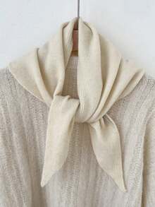 1pc Solid Color Knitted Triangular Scarf, Women Headscarf Shawl Wrap, Warm Autumn/Winter Accessory - Multicolor - View 10