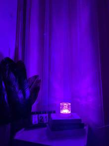 1pc Water Wave LED Mood Light, With Touch/Remote Control, USB Powered LED Projector Light, 16 Color Options, Modern Ice Cube Design For Home, Office, Bar And Underwater Night Scene Decor, Ambient Lighting - 彩色 - 查看 2