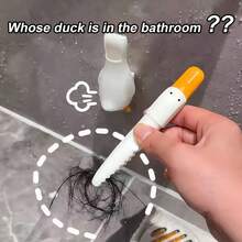 Single-Use Drain Hair And Debris Cleaner With Cartoon Duck Design. Suitable For Cleaning Hair In Kitchen Sinks And Bathrooms. Reusable And Comes With Clips And Adhesive Strips. - White - View 9