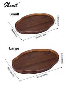 shoxil 1 Stück asymmetrisches Kosmetik-Organizer-Tablett aus Holz, dunkles Holz mit hohen Kanten, multifunktionales Tablett für Kosmetik, Schmuck, Parfüm, Couchtisch, Badezimmer und Eingangsbereich - Tablett - View 11