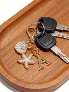 1 Bohemian-Style Golden Letter Keychain With Shell And Starfish Decorations, A-Z Letter Options-Perfect For Holiday And Beach Themes. Ideal Gift Or Decoration For Backpacks, Purses, And Handbags! A Great Gift For Friends, Classmates, And Loved Ones,Easter, Mother'S Day, Independence Day, Wedding Season, Graduation Season Gifts - View 9