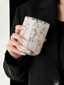 1个扎染粉白波点玻璃杯，独特创意拿铁/牛奶/果汁杯，复古北欧风格，适用于餐厅、客厅、咖啡馆、派对等场合。 - 彩色 - 查看 10