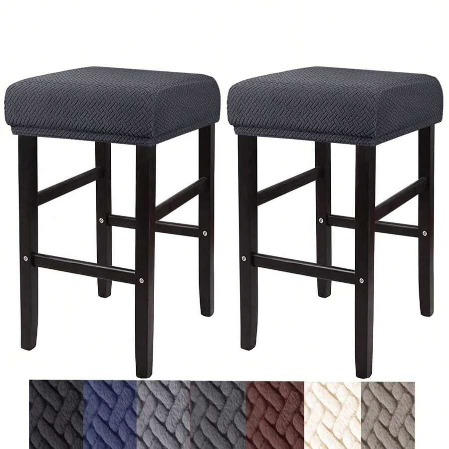 Durable Elastic Square Stool Cover Washable Anti-Slip Jacquard Slipcover Anti-Dirt Rectangle Bar Stool Cover - Multicolor - View 1