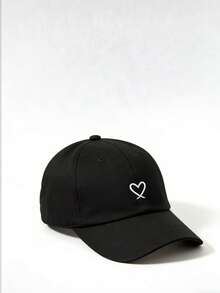 1顶男女通用棒球帽，时尚百搭遮阳帽，带有刺绣心形图案 - A - 查看 8
