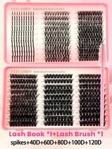 Asiteo 540/570pcs Russian Lash Extensions Kit Spikes Lash Individuals 3D Volume Eyelash Clusters D-Curl Lash Clusters Kit 10-18MM ,Spike Lashes Individual Lash Clusters, Multi-Type Look, Spikes/80D Individual Soft DIY Eyelash Extension At Home - D - View 8