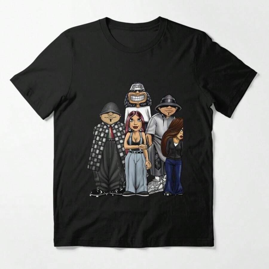 2026 Lil Homies Chicano Chola Culture Vintage Oversized T-Shirt Unisex Heavy Cotton Graphic Tee Retro Mexican American Street Art Streetwear Casual Soft Short Sleeve Top - 黑色 - 查看 1