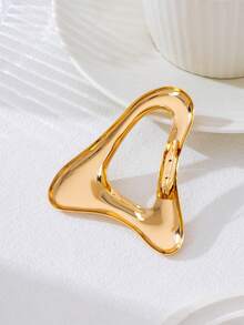 1pc Casual Geometric Pattern Exaggerated Minimalist Brooch For Women, Suitable For Daily Commute, Gift, Street Style And Travel - Golden - View 5