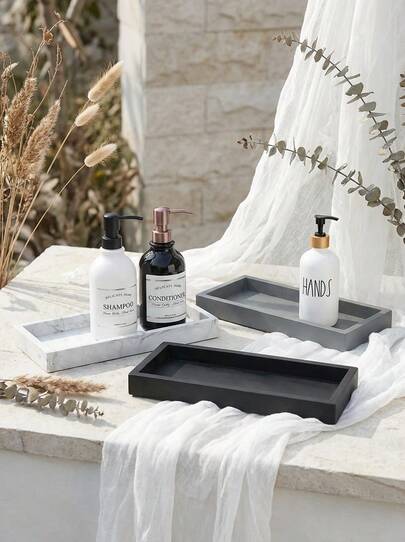 1 件梳妆台收纳托盘 7.9x3.9 英寸水槽顶部皂液器托盘浴室台面硅胶托盘用于存放香水、洗发水、肥皂、配件和展示珠宝家居浴室装饰浴室收纳秋季装饰返校