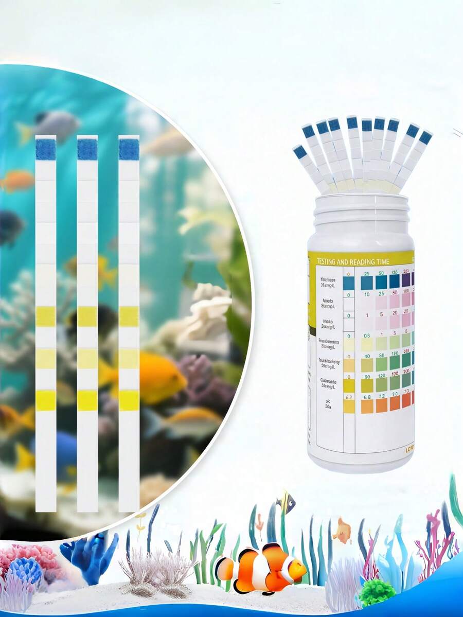 50/100pcs Aquarium Water Quality Test Strips, Suitable For Aquarium, Swimming Pool, Spa And Pond, Used To Test PH, Alkalinity, Nitrite, Nitrate, Chlorine, Carbonate And Hardness - Water Test Strips - View 1