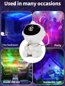 1个宇航员星空投影灯，宇航员氛围夜灯，塑料太空人激光星云灯，带背包按钮显示，遥控 - 彩色 - 查看 3