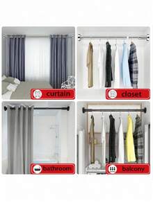 1pc Super Long Stainless Steel Extendable Curtain Rod, Shower Curtain Rod, Window Curtain Rod, Wardrobe Rod, Tension Rod, Drying Rack, Adjustable Curtain Rod, Spring Curtain Rod, No Drilling Required Bathroom Divider Spring Rod - Multicolor - View 10