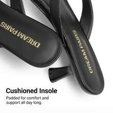 Women Kitten Heel Thong Heeled Sandals Comfortable Open Toe Slip On Summer Sandals - 黑色 - 查看 9