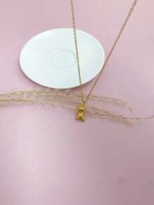 1pc Stainless Steel Waterproof Non-Fading Cute Dinosaur Pendant Necklace, Suitable For Women's Daily Wear - Gold - View 4