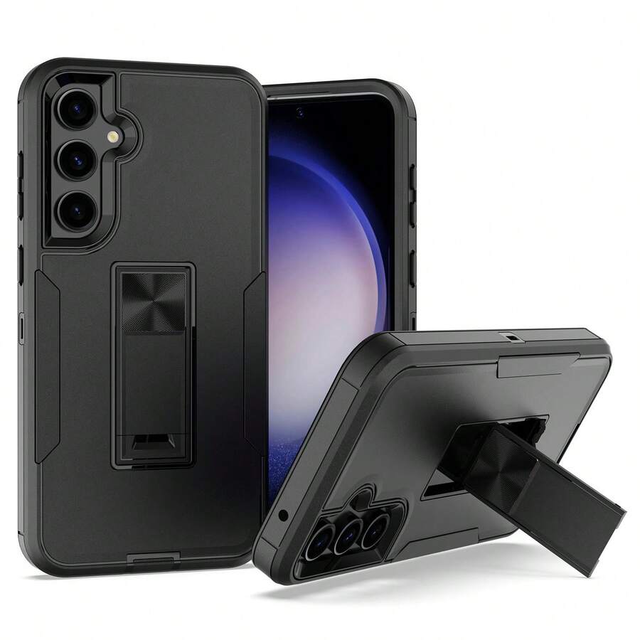Custodia per telefono anti-caduta invisibile con supporto per Samsung S23FE S23 S22 S21FE - Nero + Arancione - Visualizzare 1