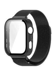 2条装不锈钢黑色磁吸表带,带屏幕保护膜,适用于华为Watch Fit 3、华为Watch Fit 4、华为Watch Fit 4 Pro,男女通用可调节替换腕带,金色、银色、玫瑰金、黑色渐变色可选,理想的圣诞节和生日礼物。 - 黑色 - 查看 12
