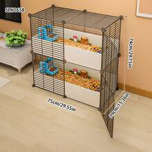 可扩展互锁式宠物游戏围栏，适用于兔子、豚鼠、小猫、小狗和其他小型动物 - 彩色 - 查看 3