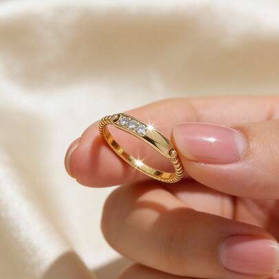 1pc Vintage Zirconia 925 Sterling Silver Ring, Elegant Jewelry Gift Suitable For Daily, Date, Party Wear