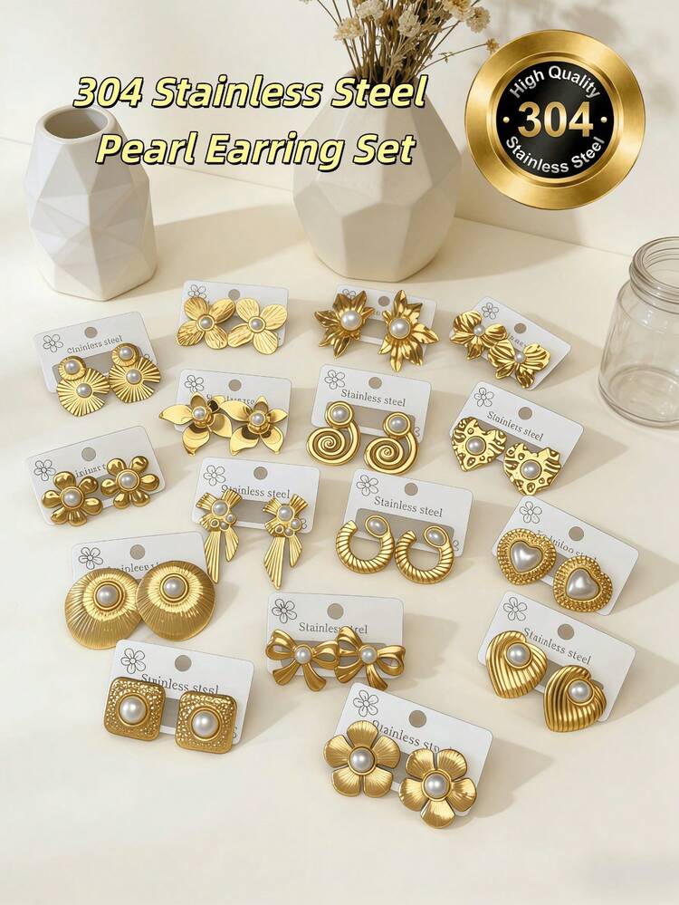 Bộ 24 bông tai ngọc trai ngẫu nhiên, tối giản và thanh lịch, phù hợp cho nữ giới đeo hàng ngày/bộ bông tai/trang sức/mùa hè/trang sức thép không gỉ/đám cưới/mặt dây chuyền. - Bộ 12 đôi bông tai ngẫu nhiên - Xem 4