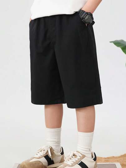 KID007|1 pieza|Pantalones cortos deportivos para niños y niñas con estampado de letras ideales tanto para actividades al aire libre como para el uso diario. Un modelo perfecto para el verano.Buzos cortos negros para niños con estilo y comodidad perfectos para cualquier ocasión diaria