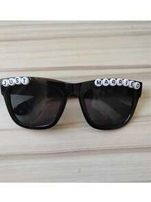 2pcs Personalized Letter Fashion Glasses, Available In White And Black, Suitable For Bride, Groomsman, Bridal Party, Newlyweds, Great Wedding Gift - View 10