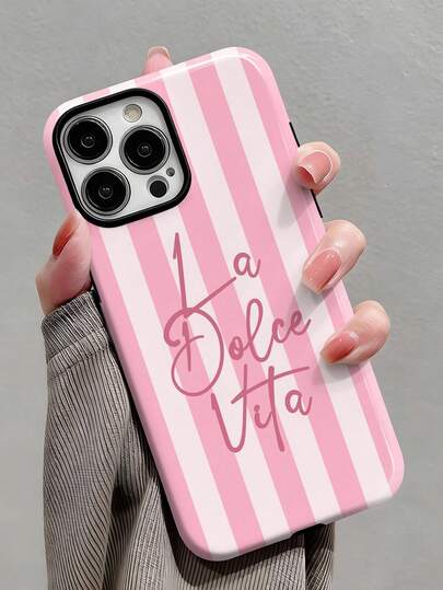 1 pezzo Custodia rigida per telefono a doppio colore con slogan in inglese, lucida, 2 in 1, in phylon, con copertura completa, adatta e compatibile con Samsung/ 11/12/13/14/15/16/17 Pro Max