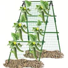47"X15" Garden Cucumber Trellis, Outdoor Climbing Plant Support Rack With Climbing Net And Plant Clips, Suitable For Garden Planting Beds - A - View 15