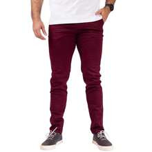 Urban Zone Jeans Men's Slim Fit Casual Twill Pants With Elastane - 酒紅色 - 查看 2