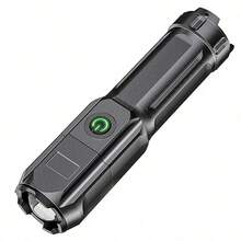 1 pieza Linterna LED súper brillante, linterna portátil con enfoque ajustable, linterna LED recargable de alta potencia, multifuncional, zoom telescópico, adecuada para uso en exteriores y en el hogar - 300mAh - Negro - Ver 12