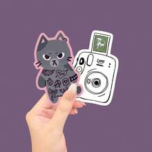 纹身猫贴纸 | 情绪猫贴纸、可爱猫贴纸、乙烯基贴纸、可爱动物贴纸、朋克猫贴纸、愤怒猫贴纸、DTMF相机贴纸，适用于车辆的乙烯基贴花 - 持久耐用，非常适合贴在保险杠、车窗、车门、工具箱等处，也可用于剪贴簿制作。 - 光膜 - 查看 11