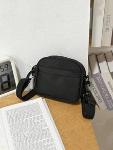 防水尼龙布黑色小方包，轻便多功能斜挎包，休闲简约 - 黑色 - 查看 9