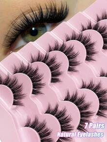 Hinarin 7对自然妆效假睫毛，透明梗，轻盈蓬松，柔软仿貂毛材质，美妆嫁接 - 黑色 - 查看 2