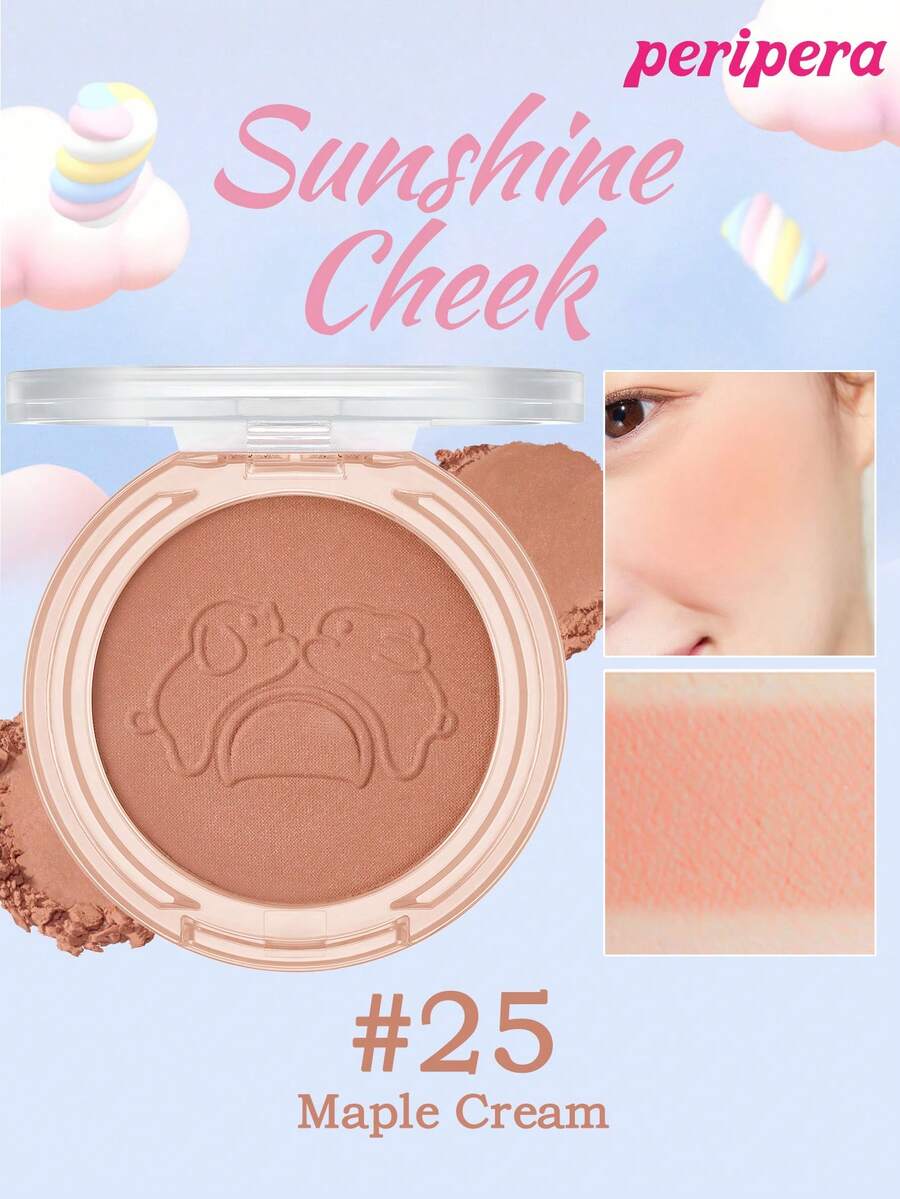 K-Beauty Peripera 單色粉末腮紅盤,霧面細緻不結塊粉末腮紅,持久妝效,全方位裸妝臉部美妝彩妝盤,韓系妝容,4.2g - #25 Maple Cream - 查看 1