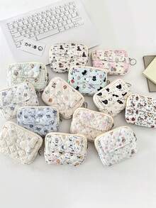 Ví nữ một mảnh có nắp gập chần bông, túi đựng đồ lặt vặt, túi đựng mỹ phẩm mini hình vuông dễ thương, ví đựng thẻ ID đa chức năng, ví đựng thẻ tín dụng, ví đựng tiền xu, túi đựng son môi và băng vệ sinh cho nữ, túi đựng mỹ phẩm có khóa kéo, ví đựng tiền xu, thích hợp để đựng các vật dụng nhỏ, đơn giản và dễ mang theo, chống rơi vỡ và chống trầy xước, đa năng cho các hoạt động ngoài trời, kỳ nghỉ và du lịch. - Nhiều màu - Xem 2