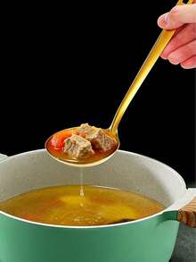 6pcs Stainless Steel Buffet Serving Utensils Set, Includes Soup Ladle & Serving Spoon, Suitable For Self-Service Meals, Banquets, Home, Hotel, School, Parties - Multicolor - View 5