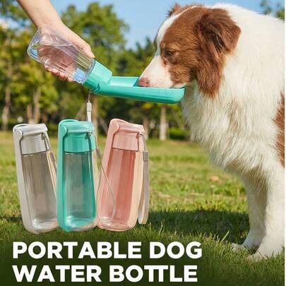 PETSIN 1pc 550ml Foldable Lightweight Plastic Pet Water Bottle, Light Blue Color, Portable Travel Water Bowl For Dogs, Suitable For Camping, Walking And Outdoor Activities, Pet Supplies