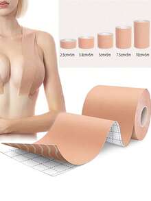 1 Roll Invisible Self-Adhesive Breast Lift Tape, Strapless Bra Cups Enhancer Pads For Women - Beige - View 1