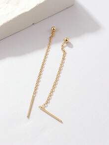 Minimalist Threader Earrings - Vàng kim-1 - Xem 4