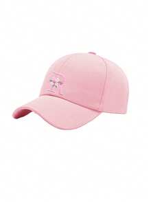 Children's Flower Letter Embroidered Adjustable Baseball Cap Casual Peaked Sun Hat For Kids, Teens & Youth 3-16 Years Old - Baby Pink - View 10