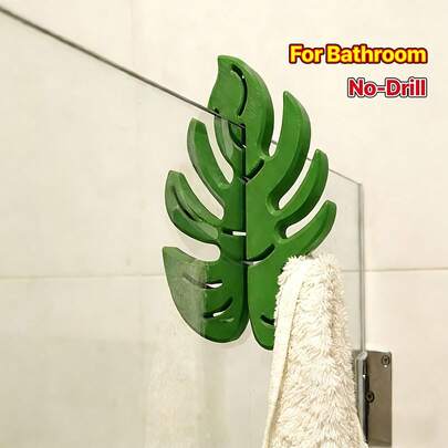 1/2pcs 3D Printed Multi-Function Hooks, No Drill Glass Door Hanger, Bathroom Towel Rack, Ins Style Decorative Storage Hook, Suitable For 8mm Bathroom Glass Door, Bathroom Accessories, Bathroom Shelf