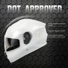 Casco Motocicleta Integral Con Visera Doble Certificado Dot - Blanco - Ver 3